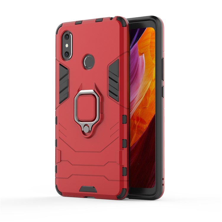 Finger Ring Kickstand PC + TPU Combo Mobile Phone Cover for Xiaomi Mi Max 3 - Red-2