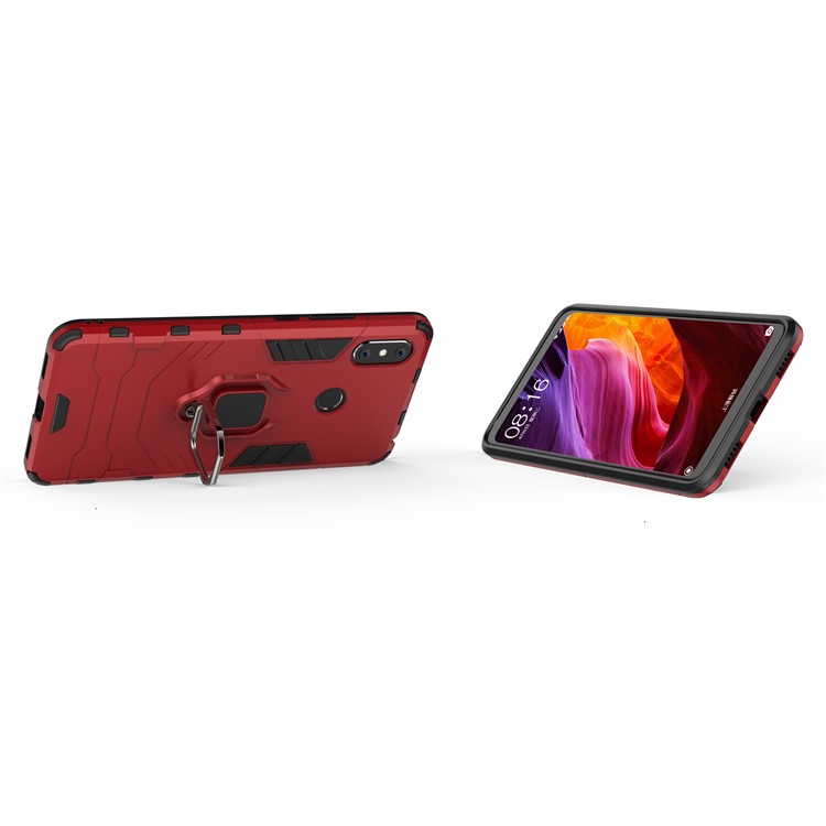Finger Ring Kickstand PC + TPU Combo Mobile Phone Cover for Xiaomi Mi Max 3 - Red-5