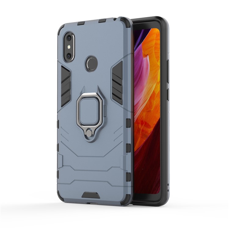 Finger Ring Kickstand PC + TPU Combo Mobile Phone Shell for Xiaomi Mi Max 3 - Dark Blue-2