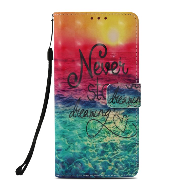 Light Spot Decor Pattern Printing Wallet Stand Leather Cell Phone Cover for Xiaomi Mi A2 Lite / Redmi 6 Pro - Never Stop Dreaming-2