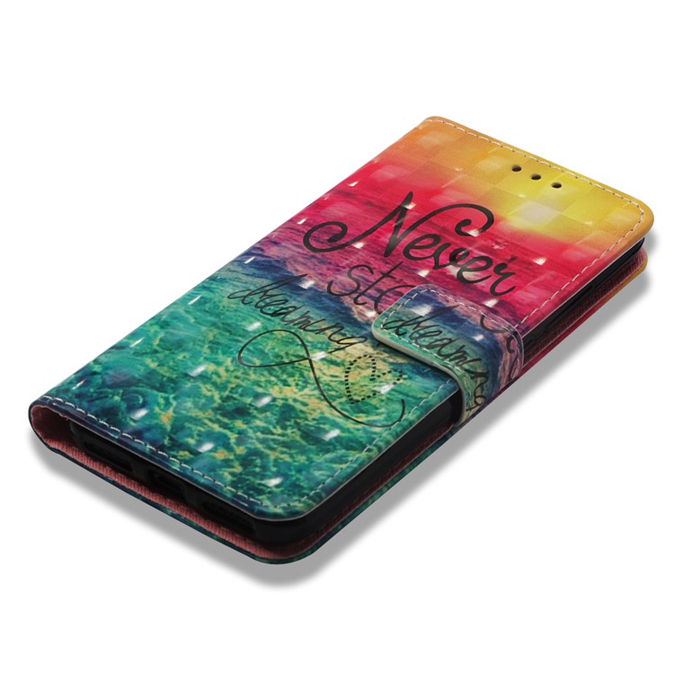 Light Spot Decor Pattern Printing Wallet Stand Leather Cell Phone Cover for Xiaomi Mi A2 Lite / Redmi 6 Pro - Never Stop Dreaming-7