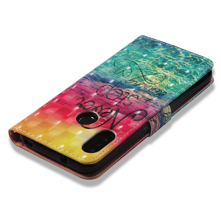 Light Spot Decor Pattern Printing Wallet Stand Leather Cell Phone Cover for Xiaomi Mi A2 Lite / Redmi 6 Pro - Never Stop Dreaming-8