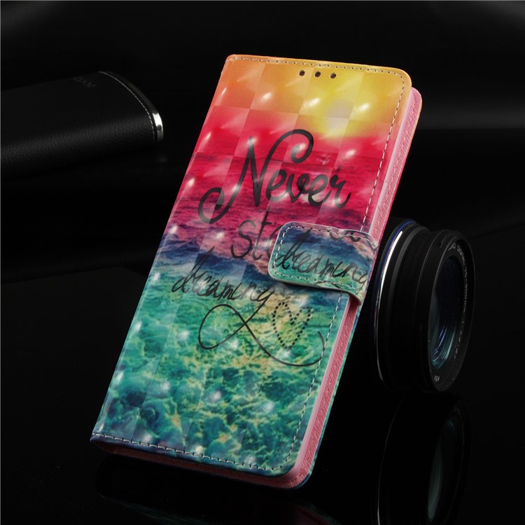 Light Spot Decor Pattern Printing Wallet Stand Leather Cell Phone Cover for Xiaomi Mi A2 Lite / Redmi 6 Pro - Never Stop Dreaming-9
