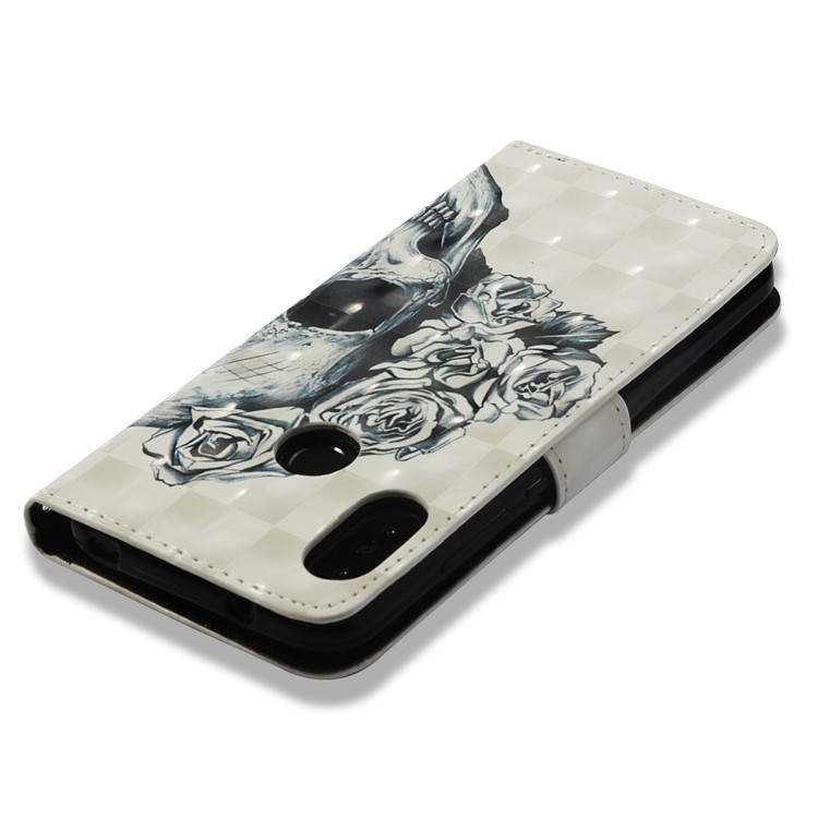 Light Spot Decor Pattern Printing Wallet Stand Leather Cell Phone Shell for Xiaomi Mi A2 Lite / Redmi 6 Pro - Flowered Skull-8