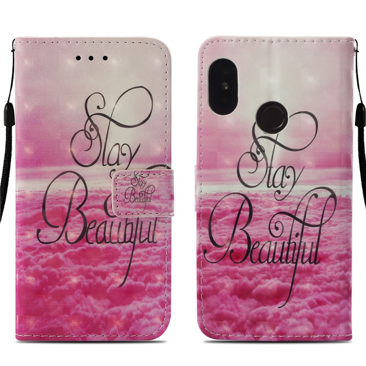 Light Spot Decor Pattern Printing Leather Phone Case for Xiaomi Mi A2 Lite / Redmi 6 Pro - Stay Beautiful-3