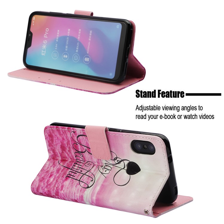 Light Spot Decor Pattern Printing Leather Phone Case for Xiaomi Mi A2 Lite / Redmi 6 Pro - Stay Beautiful-4