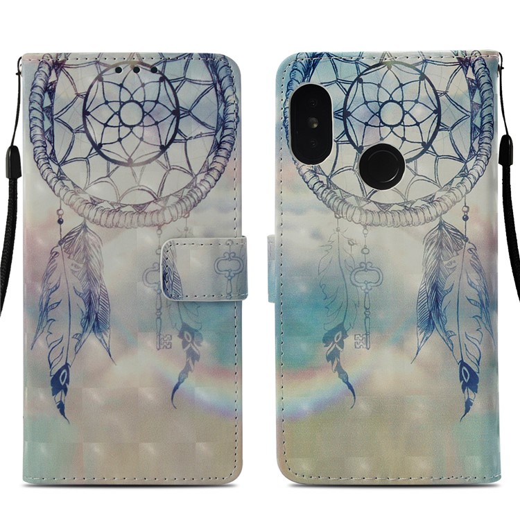 Light Spot Decor Pattern Printing Leather Wallet Mobile Casing for Xiaomi Mi A2 Lite / Redmi 6 Pro - Dream Catcher-3