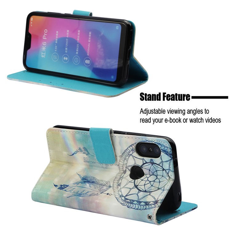 Light Spot Decor Pattern Printing Leather Wallet Mobile Casing for Xiaomi Mi A2 Lite / Redmi 6 Pro - Dream Catcher-4