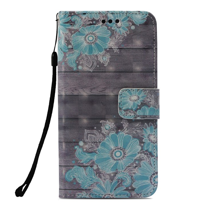 Light Spot Decor Pattern Printing Leather Wallet Mobile Cover for Xiaomi Mi A2 Lite / Redmi 6 Pro - Blue Flower-2