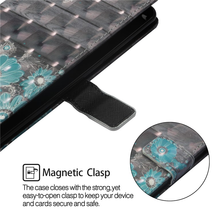 Light Spot Decor Pattern Printing Leather Wallet Mobile Cover for Xiaomi Mi A2 Lite / Redmi 6 Pro - Blue Flower-5