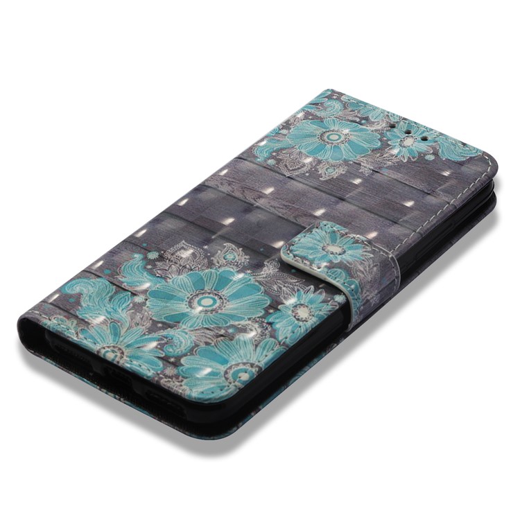 Light Spot Decor Pattern Printing Leather Wallet Mobile Cover for Xiaomi Mi A2 Lite / Redmi 6 Pro - Blue Flower-7