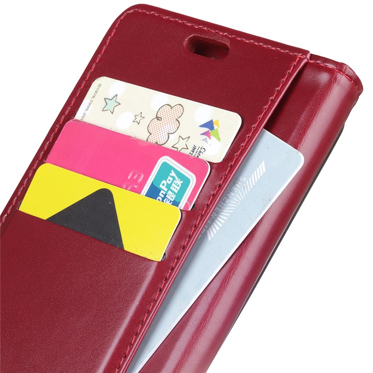 Wallet Leather Stand Protection Casing for Xiaomi Mi 8 (6.21-inch) - Wine Red-4