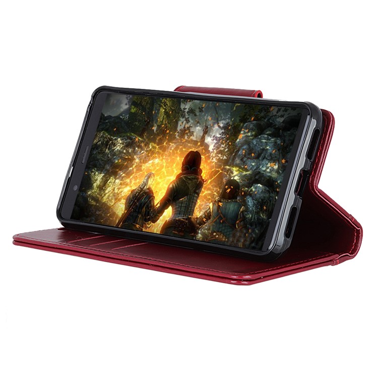 Wallet Leather Stand Protection Casing for Xiaomi Mi 8 (6.21-inch) - Wine Red-9