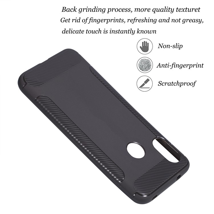 Anti-slip Carbon Fiber Texture Matte TPU Protective Cover for Xiaomi Mi A2 Lite / Redmi 6 Pro - Grey-3
