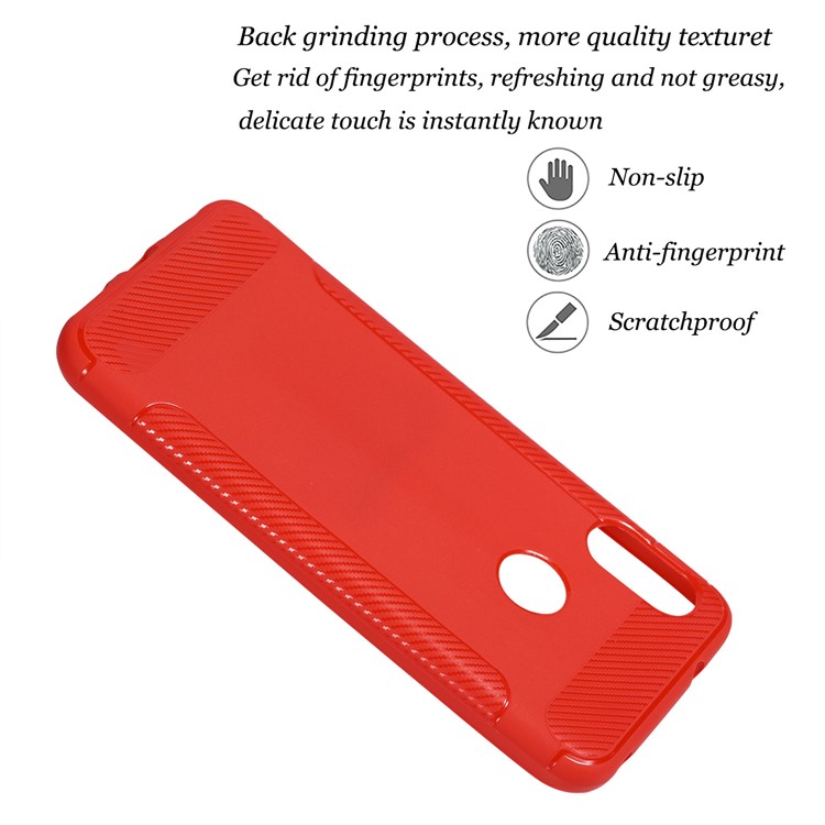 Anti-slip Carbon Fiber Texture Matte TPU Protective Shell for Xiaomi Mi A2 Lite / Redmi 6 Pro - Red-3