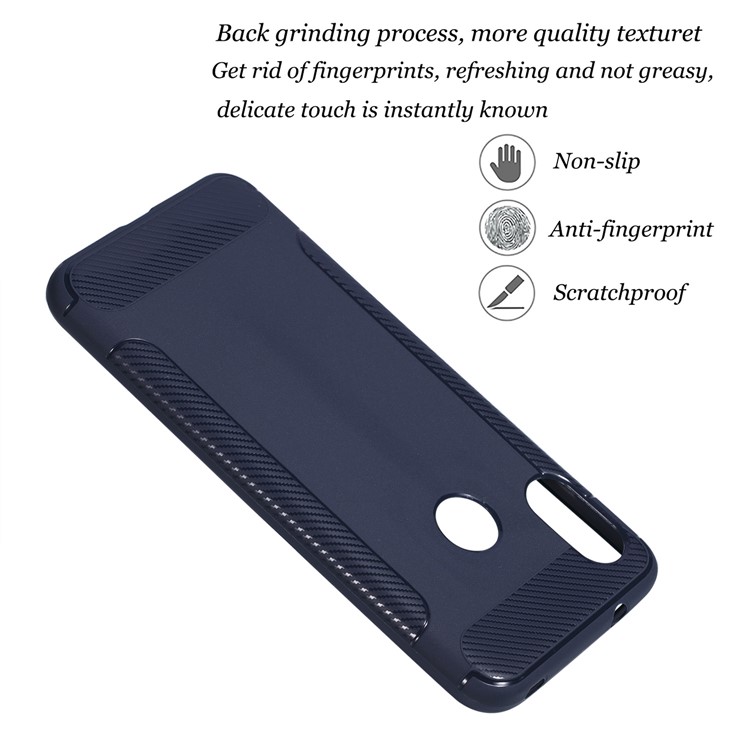 Anti-slip Carbon Fiber Texture Matte TPU Back Casing for Xiaomi Mi A2 Lite / Redmi 6 Pro - Dark Blue-3