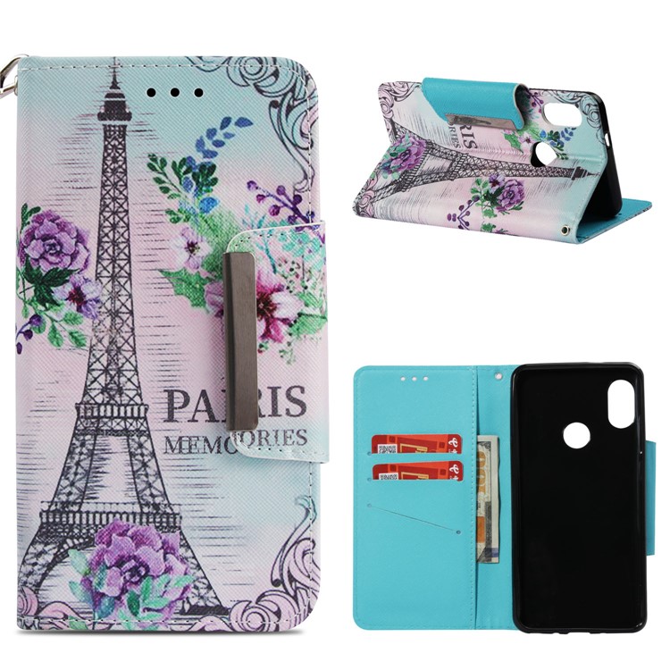 Pattern Printing Wallet Stand Leather Case for Xiaomi Redmi Note 5 Pro (Dual Camera) / Redmi Note 5 (China) - Eiffel Tower-1
