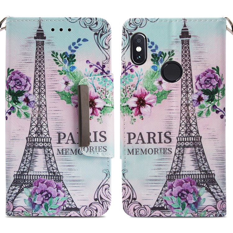 Pattern Printing Wallet Stand Leather Case for Xiaomi Redmi Note 5 Pro (Dual Camera) / Redmi Note 5 (China) - Eiffel Tower-3