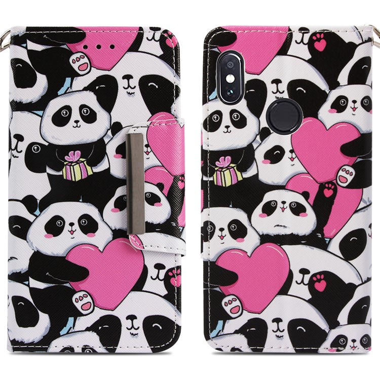 Pattern Printing Wallet Leather Shell for Xiaomi Redmi Note 5 Pro (Dual Camera) / Redmi Note 5 (China) - Cute Pandas-3