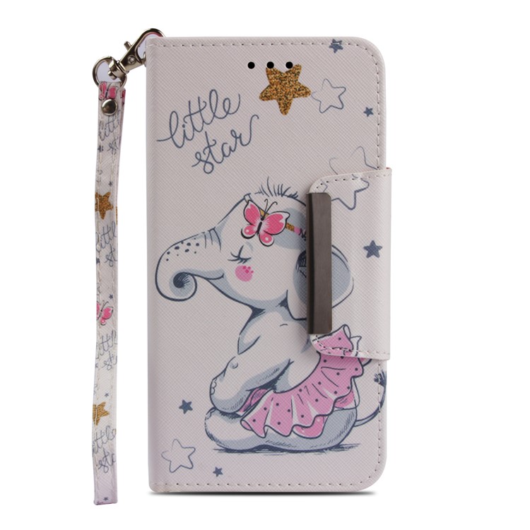 Pattern Printing Leather Magnetic Wallet Cell Phone Case for Xiaomi Redmi Note 5 Pro (Dual Camera) / Redmi Note 5 (China) - Elephant and Stars-2