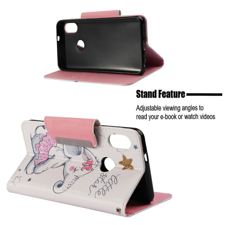 Pattern Printing Leather Magnetic Wallet Cell Phone Case for Xiaomi Redmi Note 5 Pro (Dual Camera) / Redmi Note 5 (China) - Elephant and Stars-4