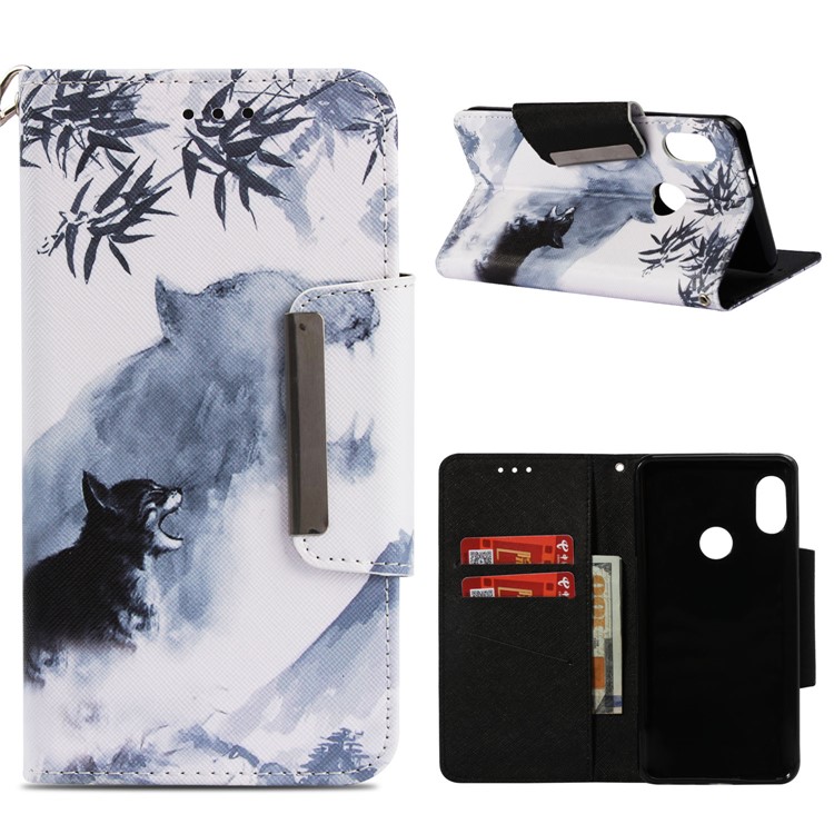 Pattern Printing Leather Magnetic Wallet Cell Phone Cover for Xiaomi Redmi Note 5 Pro (Dual Camera) / Redmi Note 5 (China) - Howling Animal-1