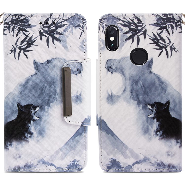 Pattern Printing Leather Magnetic Wallet Cell Phone Cover for Xiaomi Redmi Note 5 Pro (Dual Camera) / Redmi Note 5 (China) - Howling Animal-3