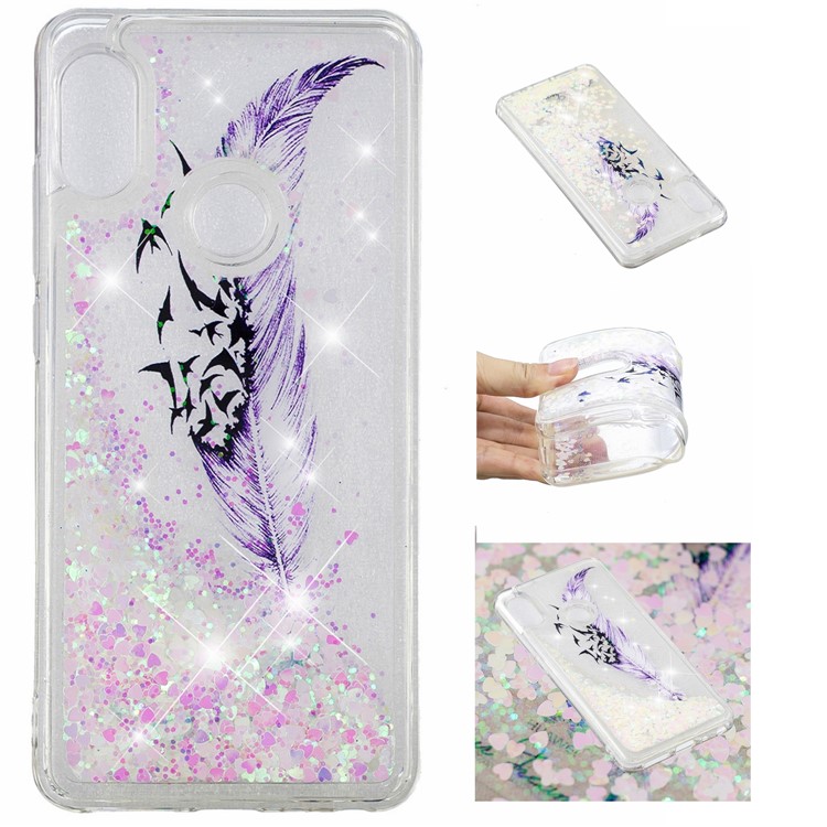 Pattern Printing Dynamic Quicksand TPU Cover for Xiaomi Redmi Note 5 Pro (Dual Camera) / Redmi Note 5 (China) - Feather and Birds-1
