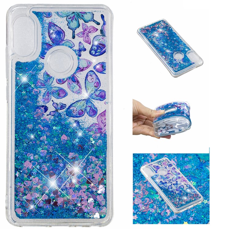 Pattern Printing Dynamic Quicksand TPU Shell for Xiaomi Redmi Note 5 Pro (Dual Camera) / Redmi Note 5 (China) - Butterflies-1