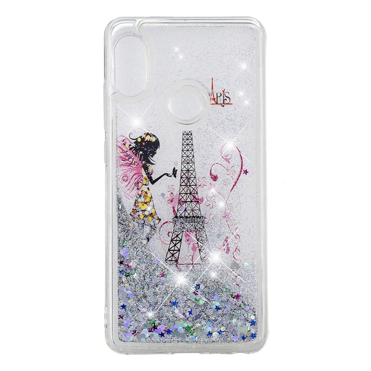 Pattern Printing Dynamic Quicksand TPU Mobile Cover for Xiaomi Redmi Note 5 Pro (Dual Camera) / Redmi Note 5 (China) - Eiffel Tower and Fairy-2