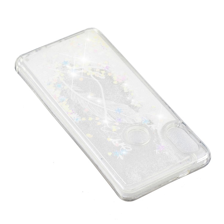 Pattern Printing Dynamic Quicksand TPU Soft Cover Shell for Xiaomi Redmi Note 5 Pro (Dual Camera) / Redmi Note 5 (China) - White Feather-5