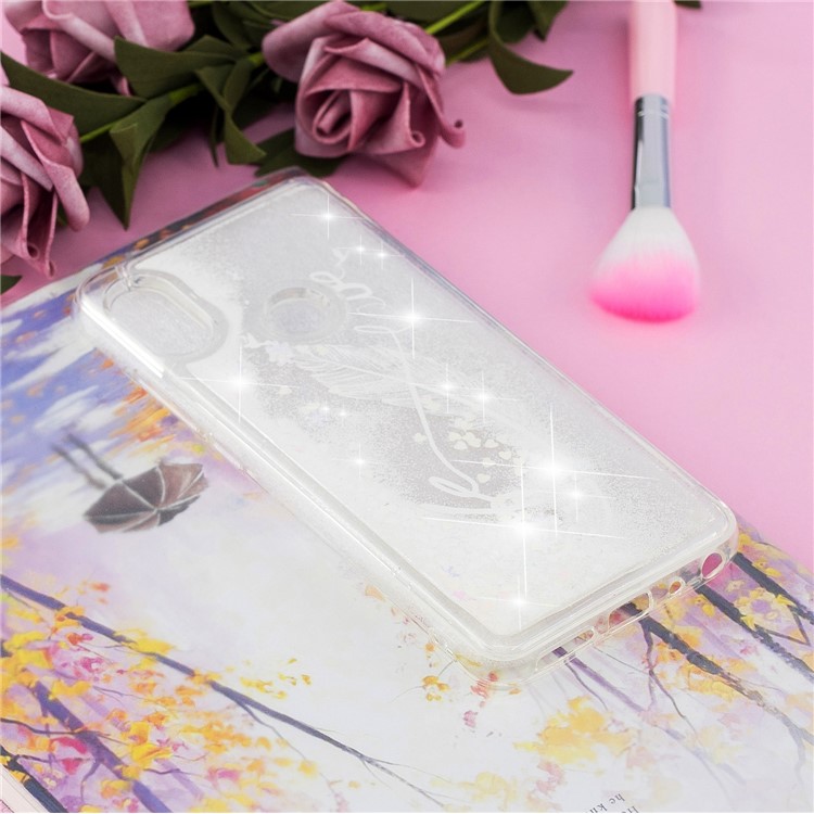 Pattern Printing Dynamic Quicksand TPU Soft Cover Shell for Xiaomi Redmi Note 5 Pro (Dual Camera) / Redmi Note 5 (China) - White Feather-6