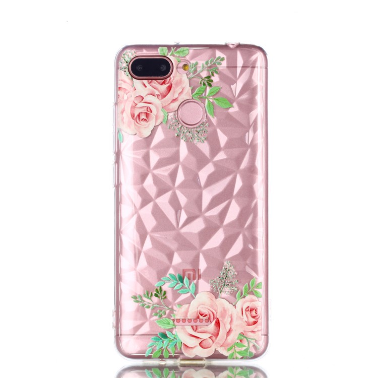 Embossed Pattern 3D Diamond Surface TPU Case for Xiaomi Redmi 6 (Dual Camera: 12MP+5MP) - Pink Flowers-2
