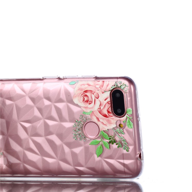 Embossed Pattern 3D Diamond Surface TPU Case for Xiaomi Redmi 6 (Dual Camera: 12MP+5MP) - Pink Flowers-4