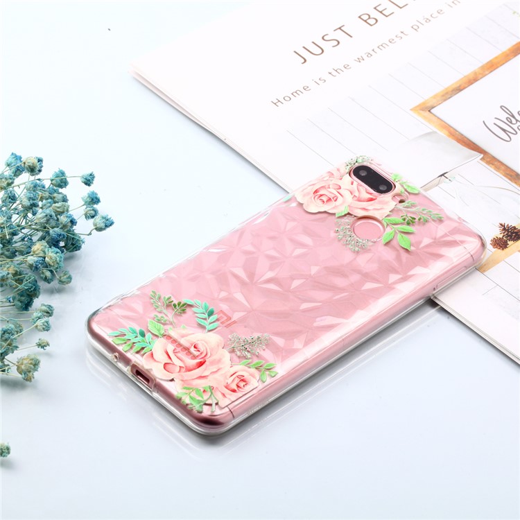 Embossed Pattern 3D Diamond Surface TPU Case for Xiaomi Redmi 6 (Dual Camera: 12MP+5MP) - Pink Flowers-7