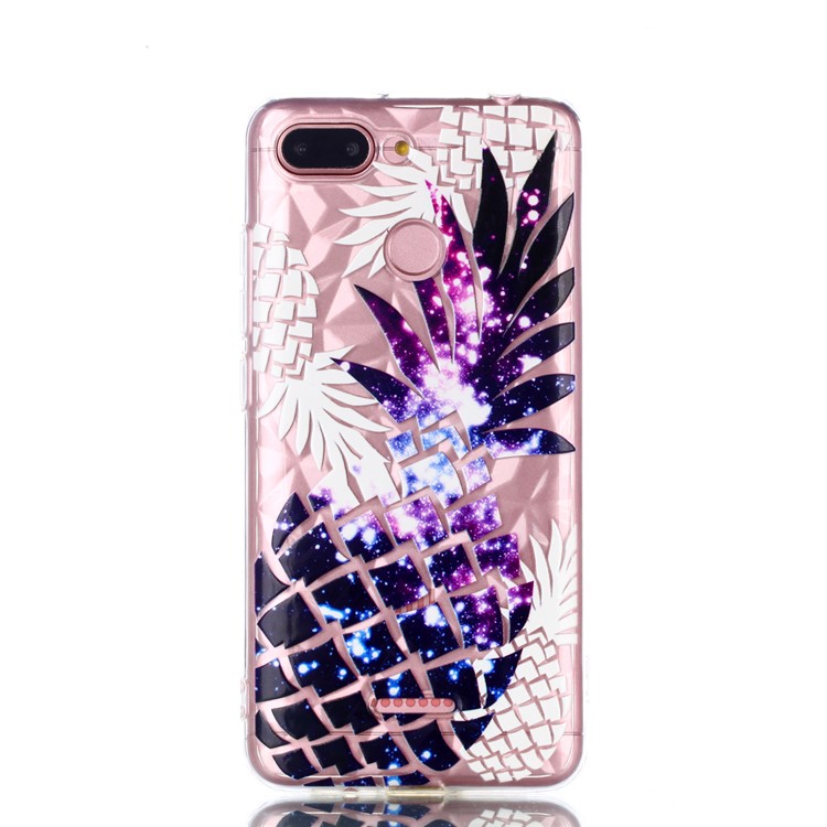 Embossed Pattern 3D Diamond Surface TPU Phone Casing for Xiaomi Redmi 6 (Dual Camera: 12MP+5MP) - Purple Pineapple-2