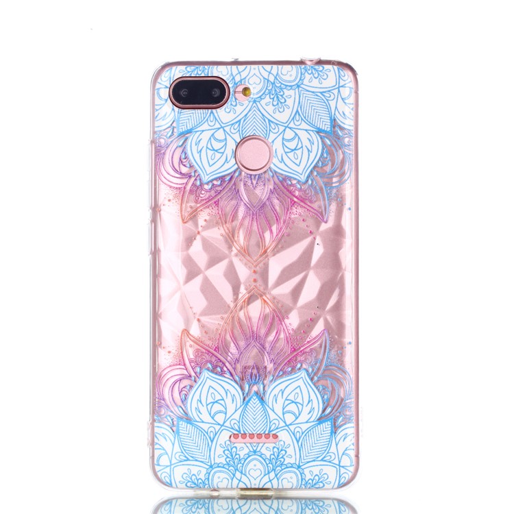Embossed Pattern 3D Diamond Surface TPU Mobile Casing for Xiaomi Redmi 6 (Dual Camera: 12MP+5MP) - Lotus-2