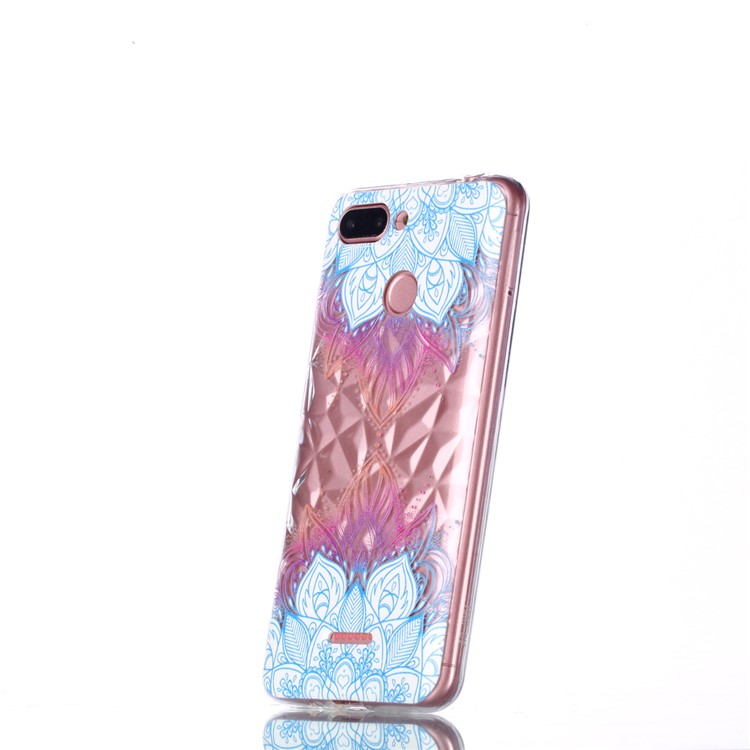 Embossed Pattern 3D Diamond Surface TPU Mobile Casing for Xiaomi Redmi 6 (Dual Camera: 12MP+5MP) - Lotus-3