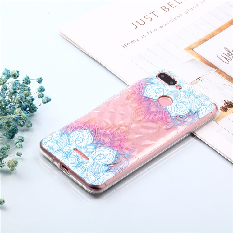 Embossed Pattern 3D Diamond Surface TPU Mobile Casing for Xiaomi Redmi 6 (Dual Camera: 12MP+5MP) - Lotus-7