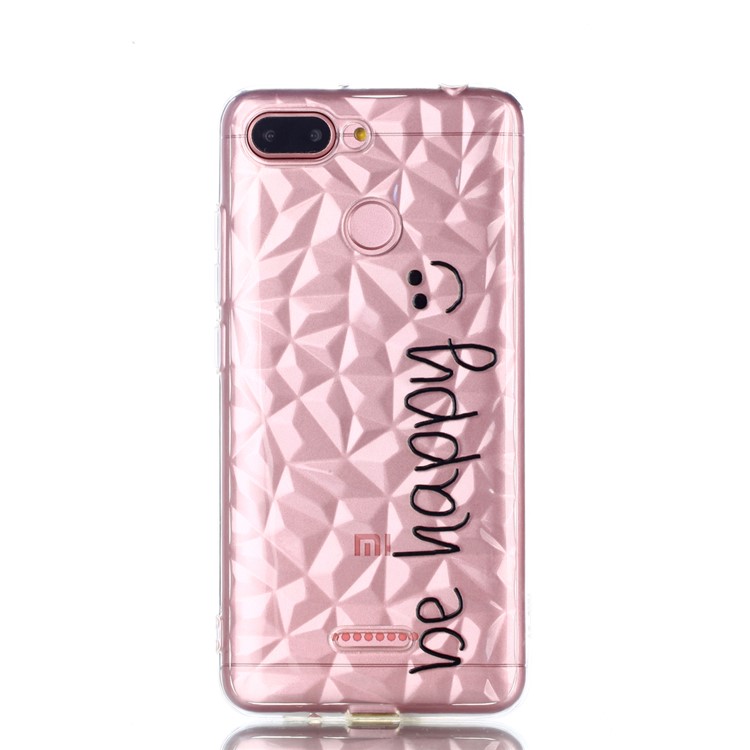 Embossed Pattern 3D Diamond Surface TPU Phone Case for Xiaomi Redmi 6 (Dual Camera: 12MP+5MP) - Be Happy-2