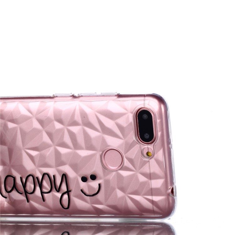Embossed Pattern 3D Diamond Surface TPU Phone Case for Xiaomi Redmi 6 (Dual Camera: 12MP+5MP) - Be Happy-4