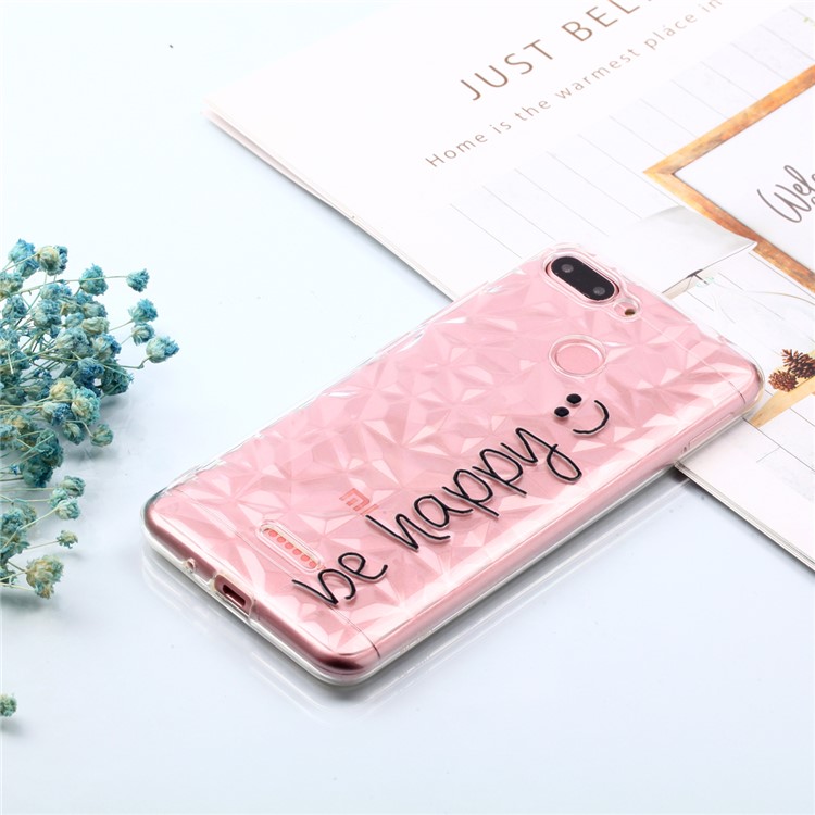 Embossed Pattern 3D Diamond Surface TPU Phone Case for Xiaomi Redmi 6 (Dual Camera: 12MP+5MP) - Be Happy-7