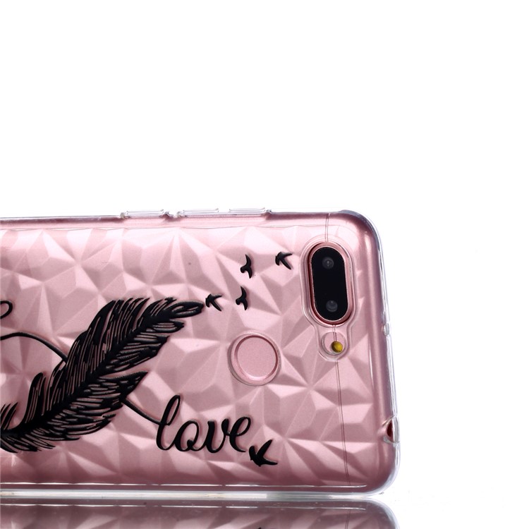Embossed Pattern 3D Diamond Surface TPU Phone Cover for Xiaomi Redmi 6 (Dual Camera: 12MP+5MP) - Feather Pattern-4