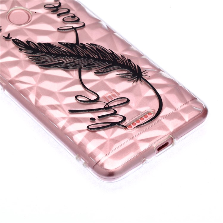 Embossed Pattern 3D Diamond Surface TPU Phone Cover for Xiaomi Redmi 6 (Dual Camera: 12MP+5MP) - Feather Pattern-6