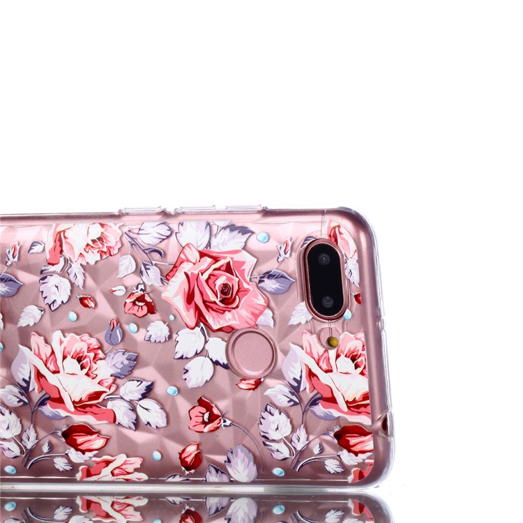 Embossed Pattern 3D Diamond Surface TPU Mobile Shell for Xiaomi Redmi 6 (Dual Camera: 12MP+5MP) - Red Flowers-4