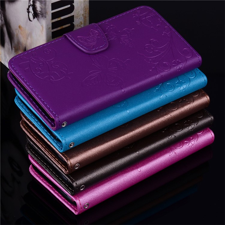 Imprinted Butterfly Flower Pattern Wallet Leather Casing with Mirror for Xiaomi Mi A2 Lite / Redmi 6 Pro - Black-9