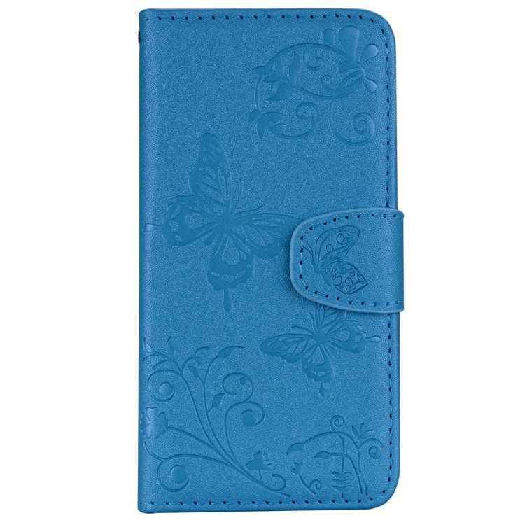 Imprinted Butterfly Flower Pattern Wallet Leather Cover with Mirror for Xiaomi Mi A2 Lite / Redmi 6 Pro - Blue-2