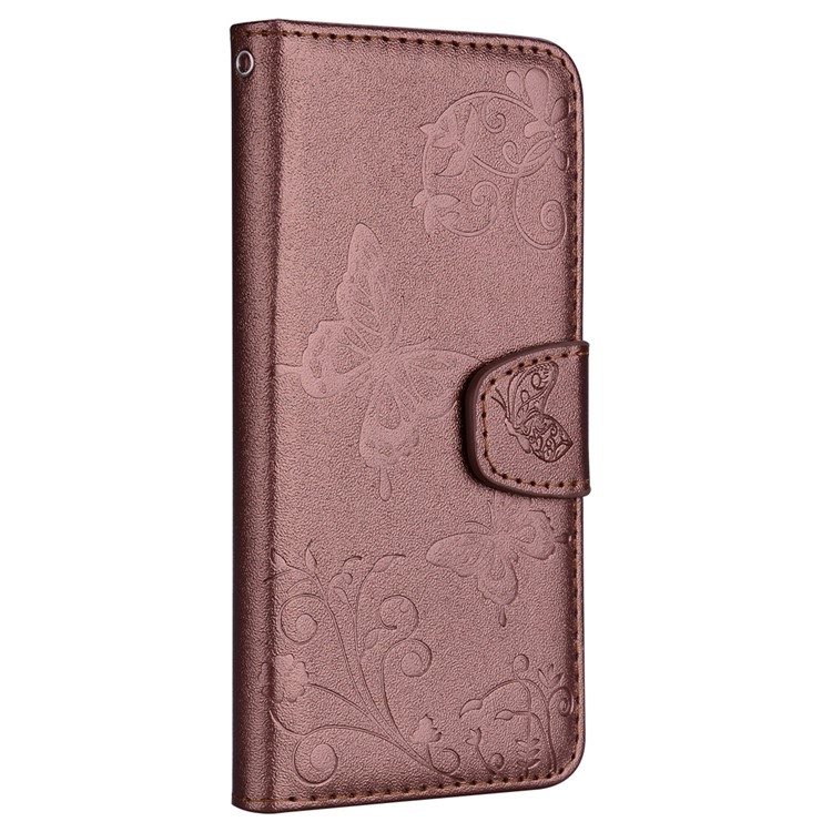 Imprinted Butterfly Flower Pattern Wallet Leather Phone Casing with Mirror for Xiaomi Mi A2 Lite / Redmi 6 Pro - Brown-3