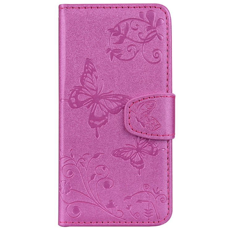 Imprinted Butterfly Flower Pattern Leather Wallet Stand Case with Mirror for Xiaomi Mi 8 (6.21-inch) - Rose-2