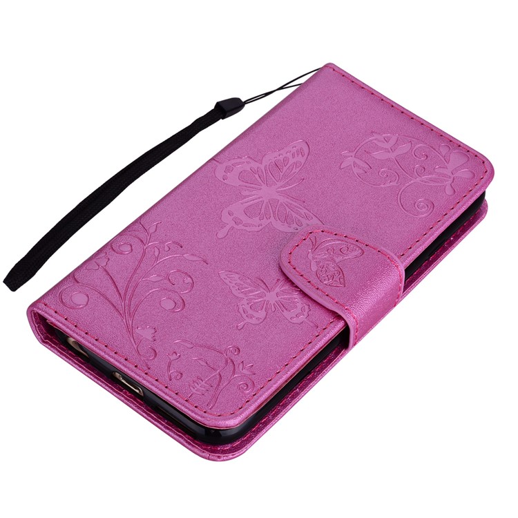 Imprinted Butterfly Flower Pattern Leather Wallet Stand Case with Mirror for Xiaomi Mi 8 (6.21-inch) - Rose-4